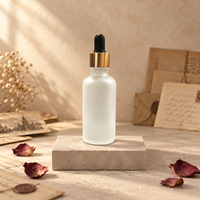 Botol Minyak Atsiri Kaca dengan Pipet Tetes untuk Kemasan Kosmetik 30ml 50ml Botol Minyak Atsiri Transparan Berlapis Embun dengan Logo Cetak Sablon