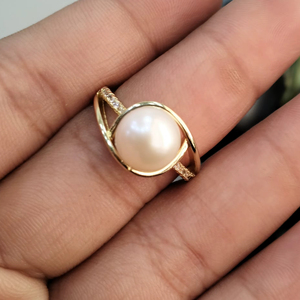 Freshwater Pearl Floral American Diamond <b>Adjustable</b> <b>Ring</b> Free <b>Size</b> Open Band Pearl Jewelry <b>Ring</b> Resizable Supplier - Product Image 5