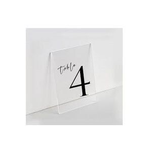 Numéros de table modernes en acrylique transparent avec base en bois, support de calligraphie personnalisé pour la décoration d'événements de mariage - Product Image 2