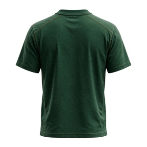 T-shirt en coton vert foncé pour homme, manches courtes, col rond, coupe classique, décontracté, couleur unie, jersey tricoté, teinture unie - Product Image 2