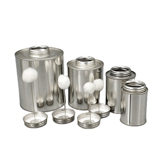 Latas de Metal Pequeñas con Tapa de Rosca para Pegamento de 2oz-32oz, Latas Redondas Vacías con Aplicador o Pincel, Latas de Pegamento de PVC con Tapa de Rosca - Product Image 1