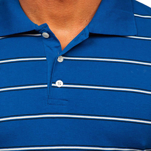Chemise à manches courtes bleue unie pour homme, tricotée, décontractée, boutonnée, coupe classique, 100% coton respirant - Product Image 3