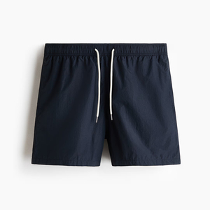 Short de bain pour homme bleu marine à séchage rapide, taille mi-haute avec cordon élastique, décontracté, en tissu tissé pour l'été - Product Image 1