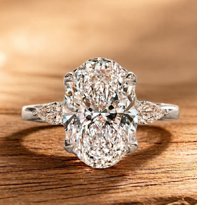 DEF Color VS VVS Clarity IGI Certified 10K 14K 18K Solid Gold Oval & Pear Natural Diamond Ring <b>Three</b> Stone Ring Engagement Ring - Product Image 5