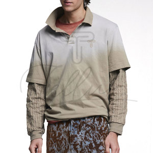 Nouvelle chemise décontractée pour homme à manches longues, motif uni, en tissu tricoté polyester/coton respirant - Product Image 2