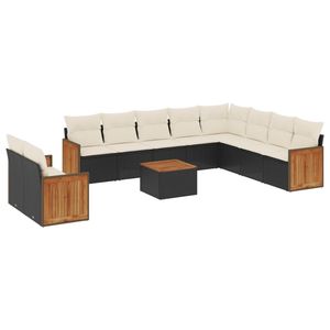 Grand ensemble de canapés de jardin modulaires en rotin PE noir, élégant et durable, mobilier d'extérieur - Product Image 2