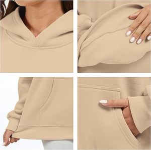 <b>Women</b> 2 Piece Hoodie Set Solid Beige <b>Long</b> Sleeve Drawstring <b>Short</b> Pullover Top And <b>Shorts</b> Lounge Outfit - Product Image 4