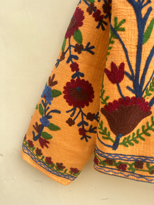 Handmade 100% Cotton Velvet Suzani Kimono Jacket | Autumn/<b>Winter</b> <b>Quilted</b> Breathable Eco-Friendly Boho Design with Embroidery - Product Image 5