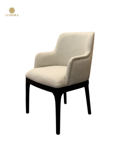 Kyara Modern Wood Dining Armchair with Ergonomic Design <b>Backrest</b> Durable Stable Polyester Upholstery for Home Office & Hotel Use - Product Image 1