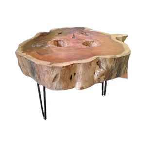 Table ronde en acajou récupéré de style traditionnel pour salon salle à manger meubles en bois faits à la main - Product Image 1