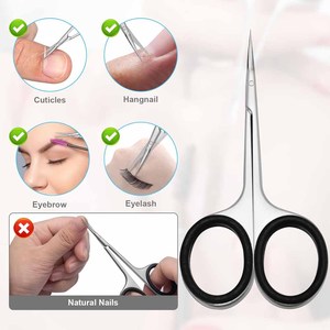 <b>Cuticle</b> Scissor Stainless Steel with Curved Tip, Non-Slip Silicone Finger Holes, Extra Sharp and Thin Blade, Sharp - Product Image 5