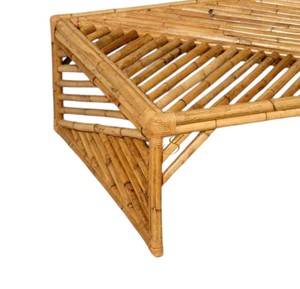 Mesa de comedor de bambú rústica pero moderna, geométrica, rectangular, baja, ecológica, de madera natural, tipo bistro, para patio o jardín. - Product Image 2