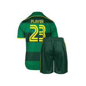Maillot de football personnalisé pour homme, vert et jaune rayé, impression sublimée, anti-humidité, manches courtes, taille adulte - Product Image 2