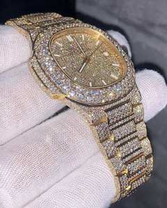 Montre BOJ P.P.009 pour homme, affichage analogique classique, baguette en moissanite, bracelet en alliage, boîtier plaqué or rose 20 mm, verre 41 mm - Product Image 1