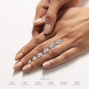 แหวนหมั้นเพชรทรงหยดน้ำและทรงกลม เงินแท้ 925 ชุบทอง ได้รับการรับรองจาก IGI ของขวัญแหวนแต่งงานสำหรับผู้หญิง - Product Image 4