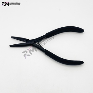 Pince à extensions de cheveux/bijoux en acier inoxydable personnalisée, produit le plus populaire d'RMI, avec pointe en plasma noire et poignée noire - Product Image 3