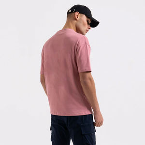 เสื้อยืดผ้าฝ้ายโอเวอร์ไซส์สำหรับผู้ชายเสื้อคอกลมแขนสั้นลำลองด้านหลังเรียบๆสีชมพูสไตล์สตรีทแวร์ Marfa International - Product Image 1