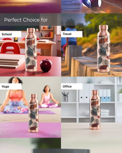 Bouteille d'eau en cuivre 1000 ml, isolation thermique (0-6 heures), compatible eau bouillante, pour enfants et activités de plein air - Product Image 6