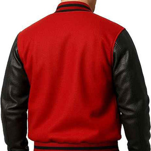 Viral Varsity <b>Jacket</b> Custom Luxury Black <b>Men's</b> Varsity <b>Jacket</b> <b>Leather</b> Sleeves Letterman <b>Jacket</b> Premium Wool Baseball <b>Jacket</b> OEM - Product Image 5
