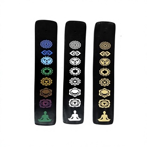 Laxmans สีดำสีมะม่วงไม้แกะสลักธูปหอมที่มี7พิมพ์จักระสำหรับใช้ในศาสนาขายส่ง - Product Image 1