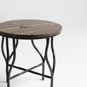 Nordic Emerald Green Marble Tripod <b>Stool</b> Minimalist Gold Tapered Leg End <b>Table</b> Premium Designer Accent Pedestal - Product Image 2