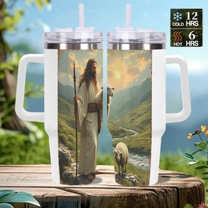 Stainless Steel Tumbler 40oz <b>Large</b> Capacity Insulated Travel <b>Mug</b> With Handle For Outdoor Use - Product Image 2