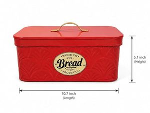 Rote Metall-Brotbox mit Griff, Vintage-Brotbehälter aus Blech, 10,7 x 5,1 Zoll, feuchtigkeitsbeständiger Lebensmittelbehälter - Product Image 2