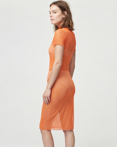 Mono largo de malla transparente para mujer, con cuello alto, manga corta, cintura alta, transpirable, sexy y transparente. - Product Image 2