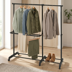 Modern Metal Coat Rack With 1 Shelf Freestanding Portable Design For Bedroom Home Furniture - Product Image 1