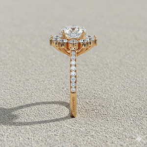 Anillo de compromiso con halo de diamantes en forma de estrella - Product Image 5