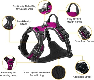 Adjustable <b>Dog</b> <b>Harness</b> Heavy Duty Nylon Pet Vest with Metal Straps Reflective Trim Animal Print Sport Style for Daily Walking - Product Image 6