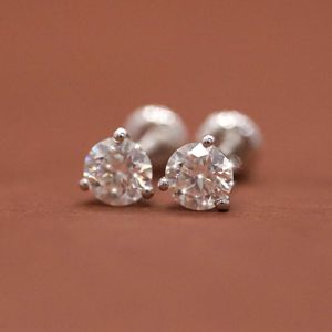 Round Moissanite Diamond <b>Stud</b> Classic Solitaire Style <b>Earrings</b> in 925 <b>Sterling</b> <b>Silver</b> for Women - Product Image 2