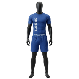 Ensemble de T-shirt et Short de Compression Homme Bleu Royal et Blanc Séchage Rapide Extensible pour Fitness, Gym, Entraînement, Course à Pied et Sport - Product Image 1