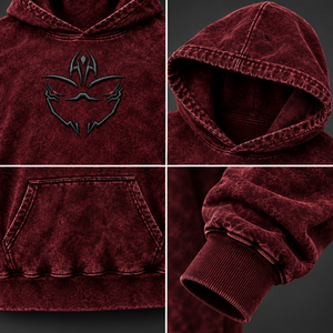 Sweat-shirt à capuche bordeaux délavé pour homme, motif graphique personnalisé, coupe oversize, streetwear, molleton décontracté, vêtements OEM en gros - Product Image 4
