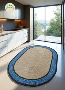 Tapis rond en jute Jermatz, brun naturel, style bohème, motif géométrique, fait main, écologique, tapis de salon - Product Image 5