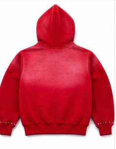 Survêtement rouge à capuche pour filles avec étoiles en strass, fermeture éclair intégrale, coupe ample, style streetwear, vêtements d'automne pour enfants - Product Image 4