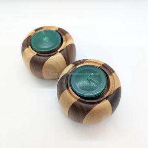 Soporte de luz de té de madera de mango decorativo con acabado pulido para un estilo de vida sostenible ecológico y una decoración festiva elegante - Product Image 1