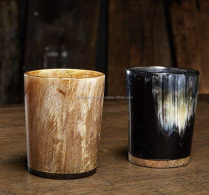 Venta al por mayor: Tazas de vidrio clásicas africanas con diseño de cuerno de buey, pulidas, ecológicas, con diseño de cuerno de animal náutico, hechas con material orgánico. - Product Image 2
