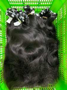 100% ผมดิบเกรด10A พรีเมี่ยมแบบไม่ผ่านกระบวนการผมสีดำหยักแบบอัจฉริยะเครื่องถักสองชั้น - Product Image 2