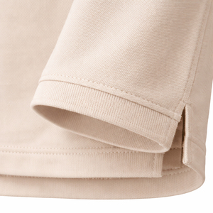 Polo en piqué uni à manches courtes pour homme, coupe classique, beige, en coton, décontracté, respirant, style tricoté, vente en gros, haute qualité - Product Image 5