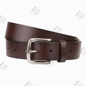 Cinturón de cuero genuino de vaca pura 100% para hombres Pin de color marrón para hebilla con material de aleación - Product Image 1