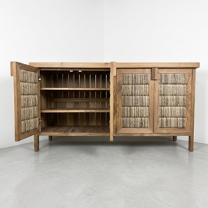 Teak Wood <b>Sideboard</b> Woven Rope 4 Door Cabinet Dining Room Buffet <b>Storage</b> Credenza for Modern Luxury Home Furniture Wholesale - Product Image 6