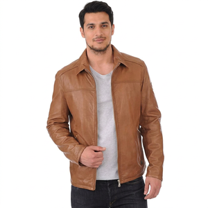Latest Arrival Coated Stand Collar Men's Vintage Hooded Varsity Leather <b>Jacket</b> with Zipper Closure <b>Slim</b> <b>Fit</b> - Product Image 1