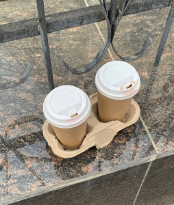 Solution de transport de boissons en pulpe moulée pour 2 gobelets, emballage biodégradable jetable pour cafés, restaurants et événements - Product Image 4