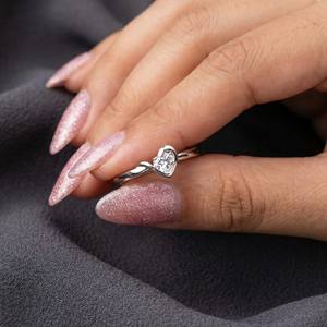 Anillo de Plata 925 con Forma de Corazón Trenzado y Moissanita, Joyería Fina para Mujer, Regalo de Compromiso para Enamorados - Product Image 3