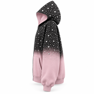 Sweat à capuche zippé personnalisé avec strass, 100% coton molletonné 400g, tricoté, coupe oversize, anti-plis, pour homme, style Y2K, hiver, couleur unie, streetwear - Product Image 2
