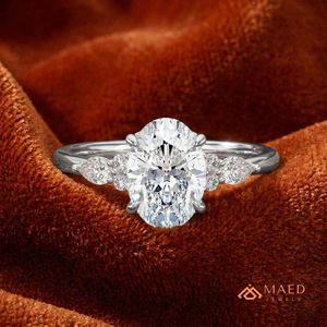 Anillo de Compromiso de Moissanita para Mujer, Corte Ovalado, Anillo Halo de Plata Esterlina, Joyería Fina para Boda, Aniversario, Regalo Elegante - Product Image 4