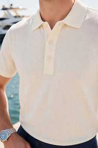 Polo à manches courtes blanc uni pour homme, col boutonné décontracté - Product Image 5