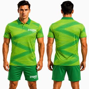 Ensemble de tennis deux pièces pour homme : Polo à col montant et short, design personnalisé, tendance et best-seller - Product Image 4