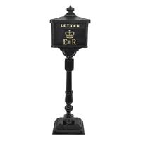 Boîte aux lettres antique avec support, à poser au sol, pour jardin, ferme, pilier décoratif, boîte aux lettres vintage faite à la main pour la décoration extérieure de la maison